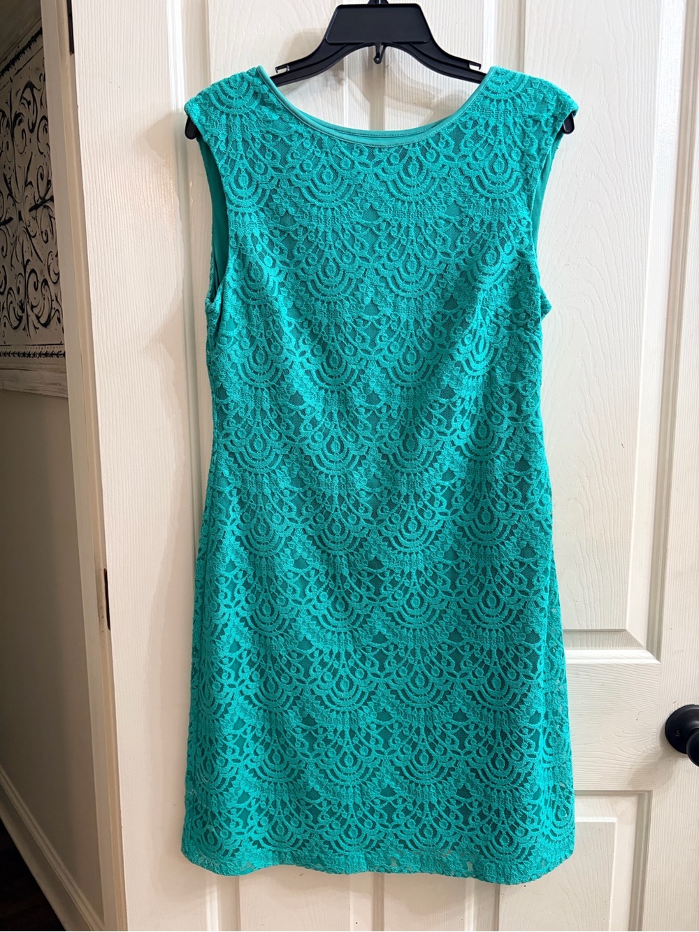 Jessica Howard Teal Lace Sleeveless Shift Dress